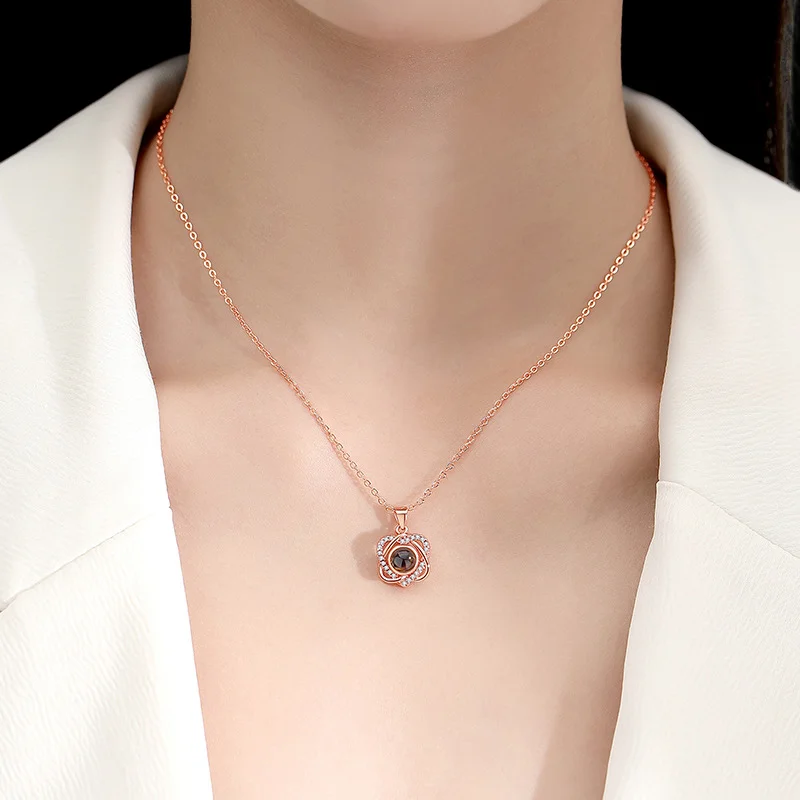 Personalized Photo Projection Nekclace Custom Photo Flower Shaped photo Necklace Cat Paw Pendant Memorial Gifts 2025 - Image 4