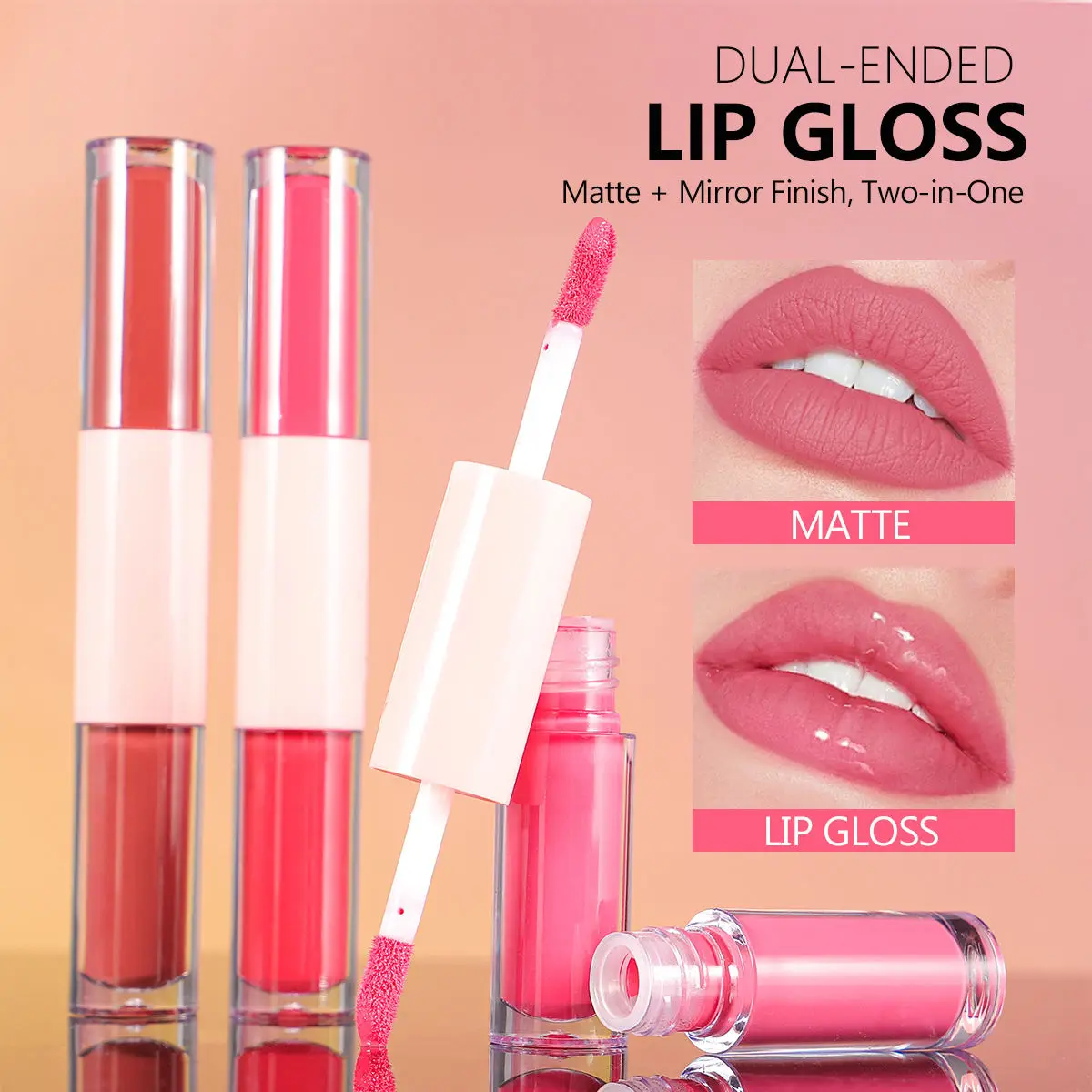 両端リキッドリップスティックリップグロスメイクアッププライベートラベルカスタムマットベルベットリップスティックリップグロス2in1保湿コスメティックバルク