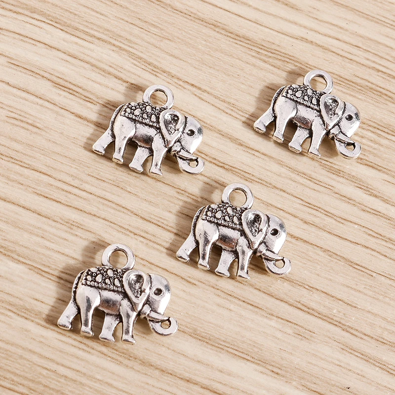 30 sztuk 14x12mm Cartoon Animal Charms Alloy Elephant Charms wisiorki do tworzenia biżuterii kolczyki naszyjnik bransoletki DIY Craft prezent