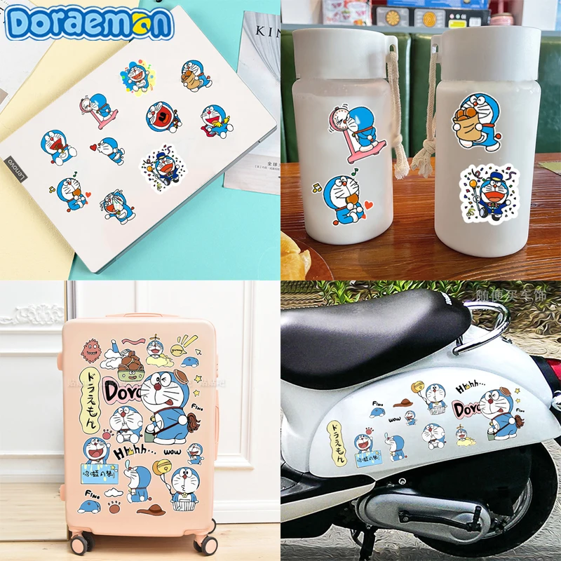 Kawaii Doraemon наклейки для ноутбука мультяшные бутылки Чемодан автомобиль мотоцикл декоративные наклейки водостойкая мебель наклейки подарки