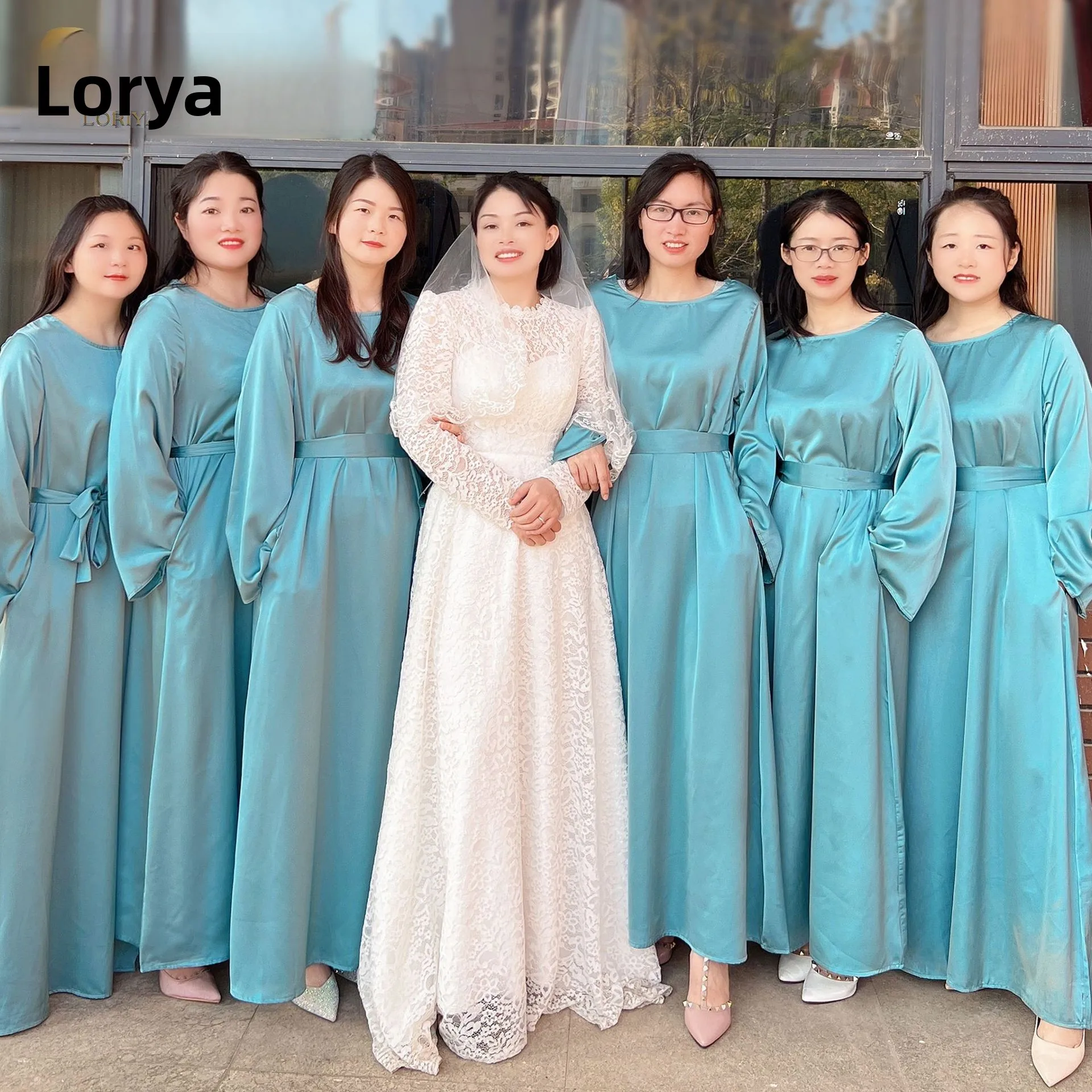 

Lo Basic Color Wedding Dr Long Robe Gown for Bridesmaids 2023 Ele Floor-Length Skirt with Flared Sves