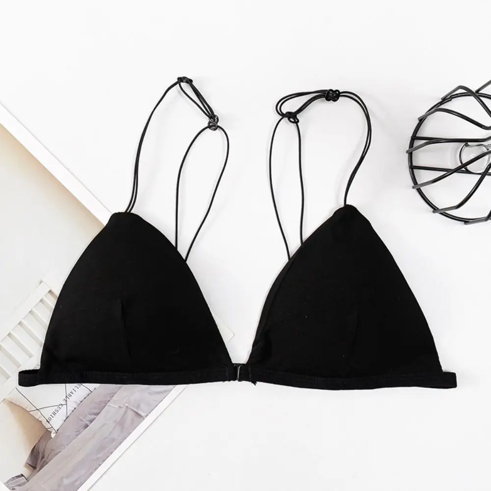 Breathable Triangle Bras for Women Beauty Back Thin Strape Wireless Bra Solid Color Push-up French Style Bra Summer