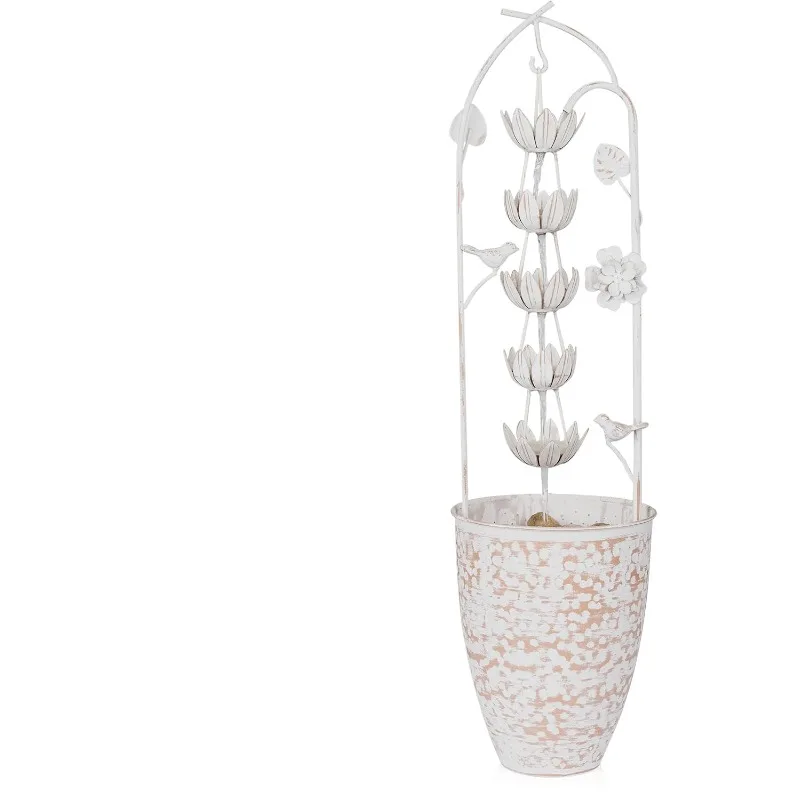 YHL866 30-дюймовый металлический фонтан в деревенском стиле с декоративным цветком — каскадная водопадная функция для садов