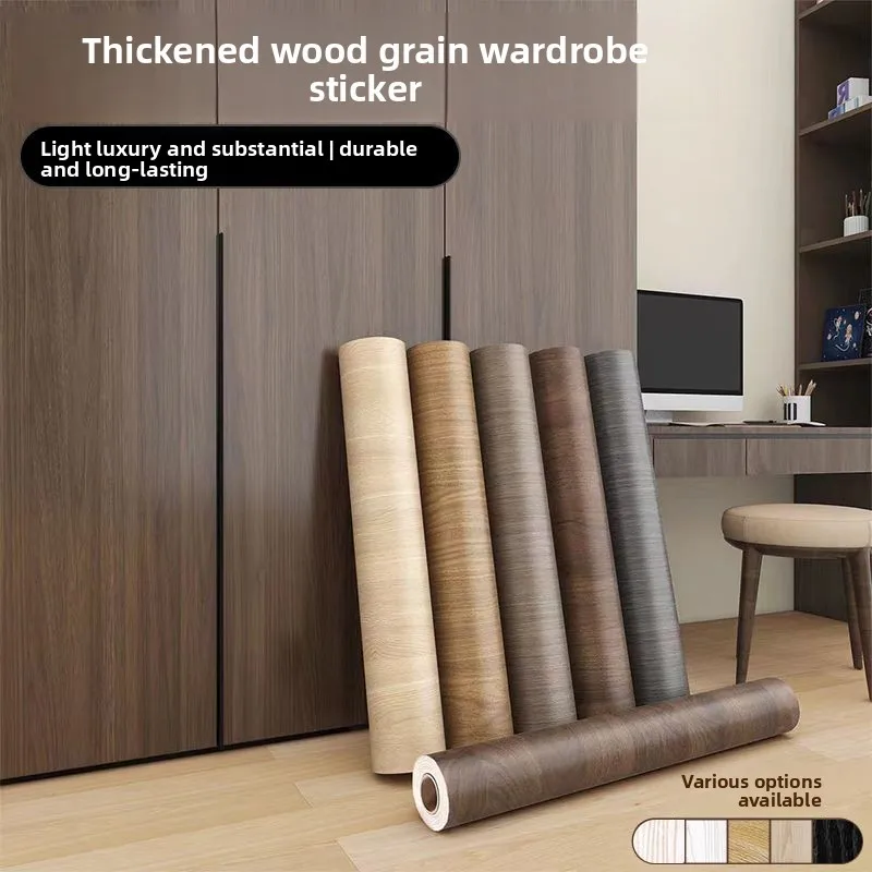 2 Rolls 10m Waterproof Wood Grain Sticker, Self Adhesive Faux Wallpaper for Desk, Cabinet Door, Wardrobe, Furniture Renovation