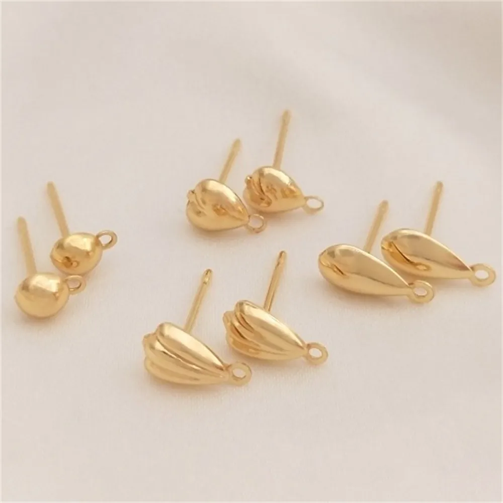 14K Gold Wrapped Heart-shaped Water Droplet, Shell Shaped with Hanging Earrings DIY Handmade Earring Accessories E069