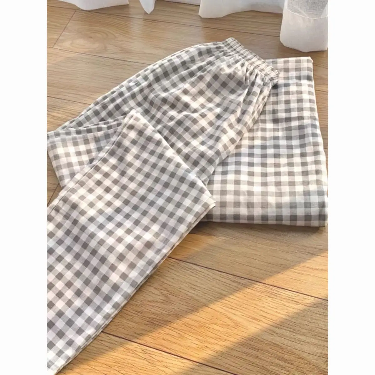 

Pajamas Pants Japanese Plaid Casual Pants Spring Summer Simple Loose Home Pants for Women Summer Cute Large Size Women's Cotton