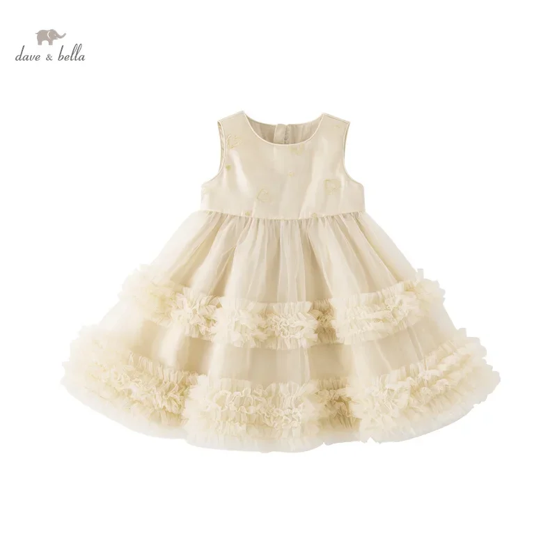 Dave Bella Girl's Dresses Summer New Children's Mesh Cake Dress In The Big Children Temperament Princess Dress DB2235440