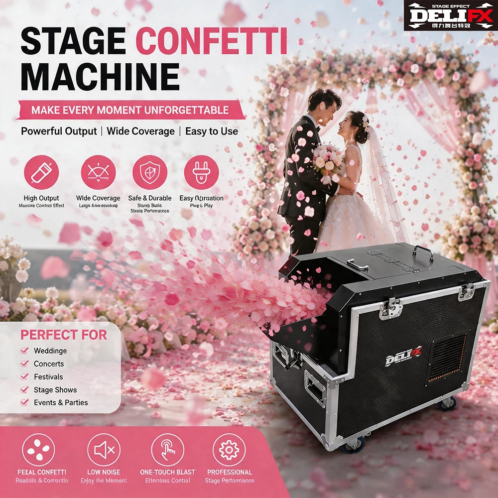 DELIFX 3000W DMX Electric Confetti Machine Equipped With High Speed Turbo Fan High Output for Wedding Concert Party Festival