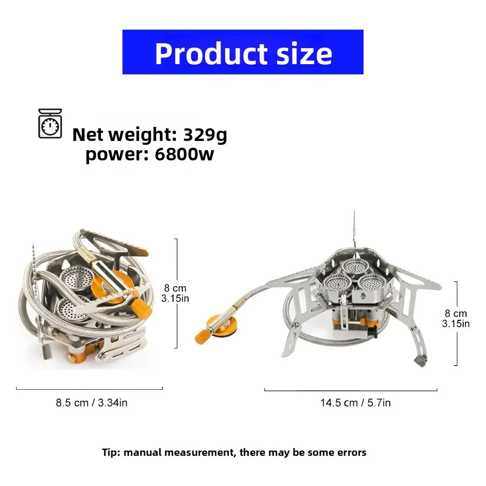 Portable 6800W Split-Structure Windproof Camping Stove, Foldable Gas Cooker with Integrated Ignition for Outdoor Use
