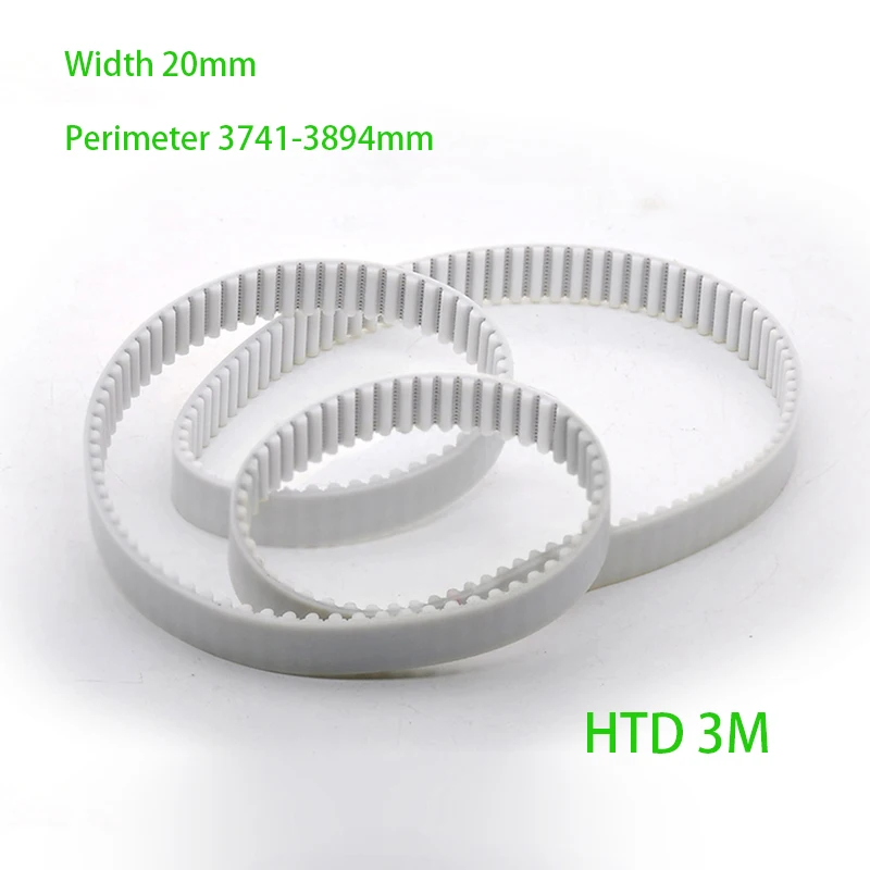 1Pcs Perimeter 3741-3894mm HTD3M PU With Steel Core Timing Belt Width 20mm White Polyurethane Closed Loop Gear Belt