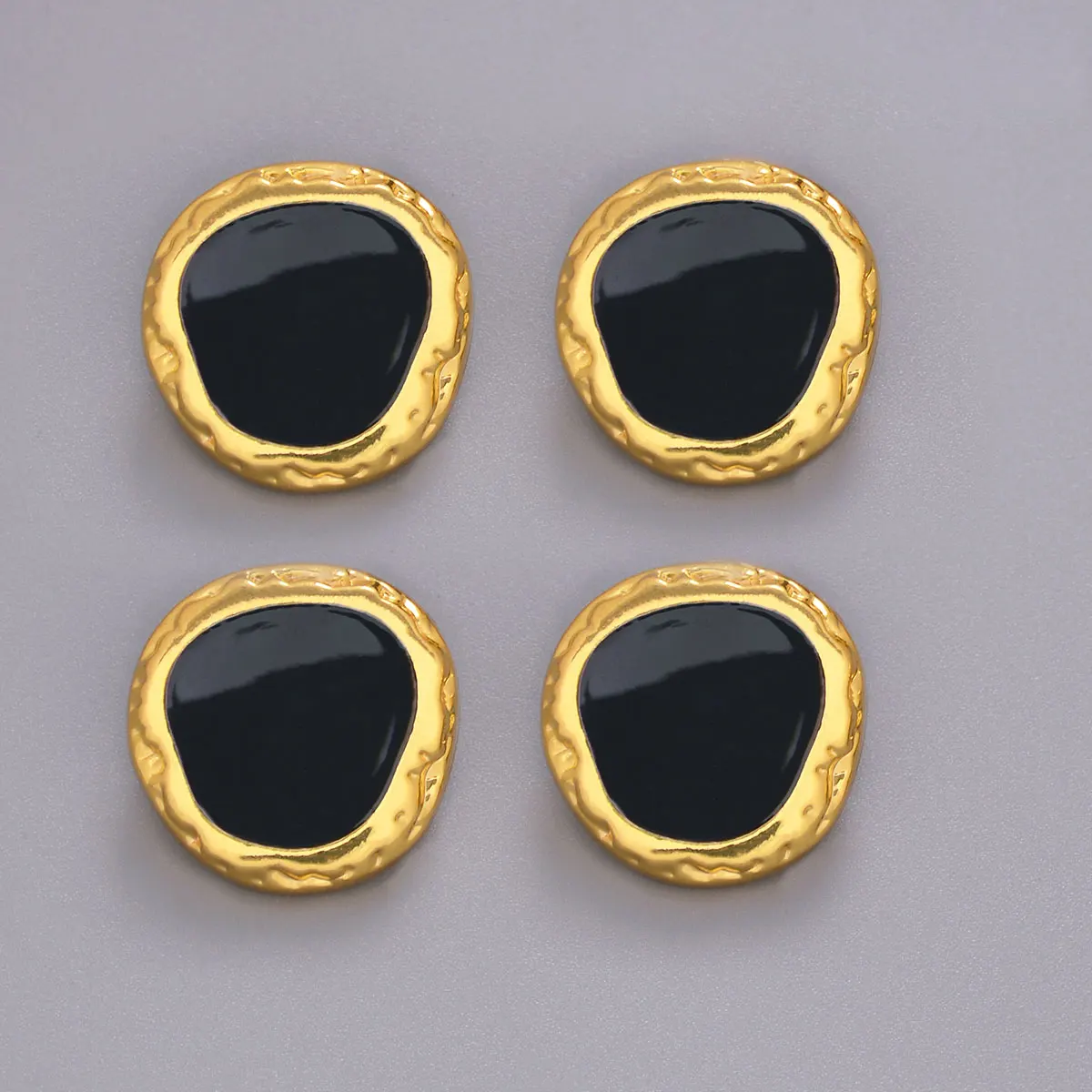 5pcs/Pack 18/23mm Irregular Metal Black Point Oil Shank Buttons For Fur Coat Shirts Dress Buttons Handmade Sewing Accessories