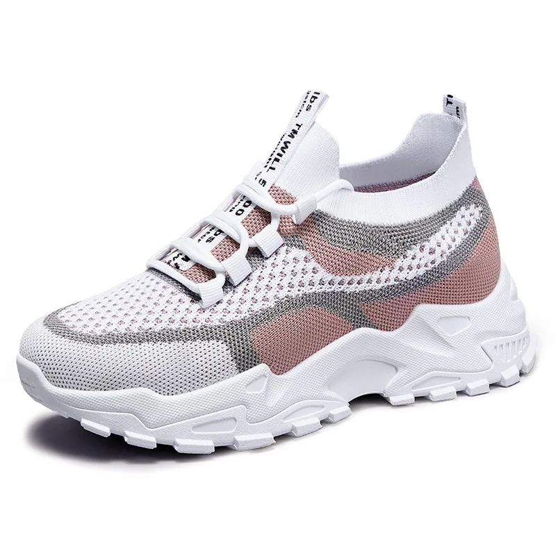 

Women's Breathable Mesh Sneakers White Colorblock Ultra-Lightweight Non-slip Thick Sole Lace-up Casual Fashion Footwear Outdoor