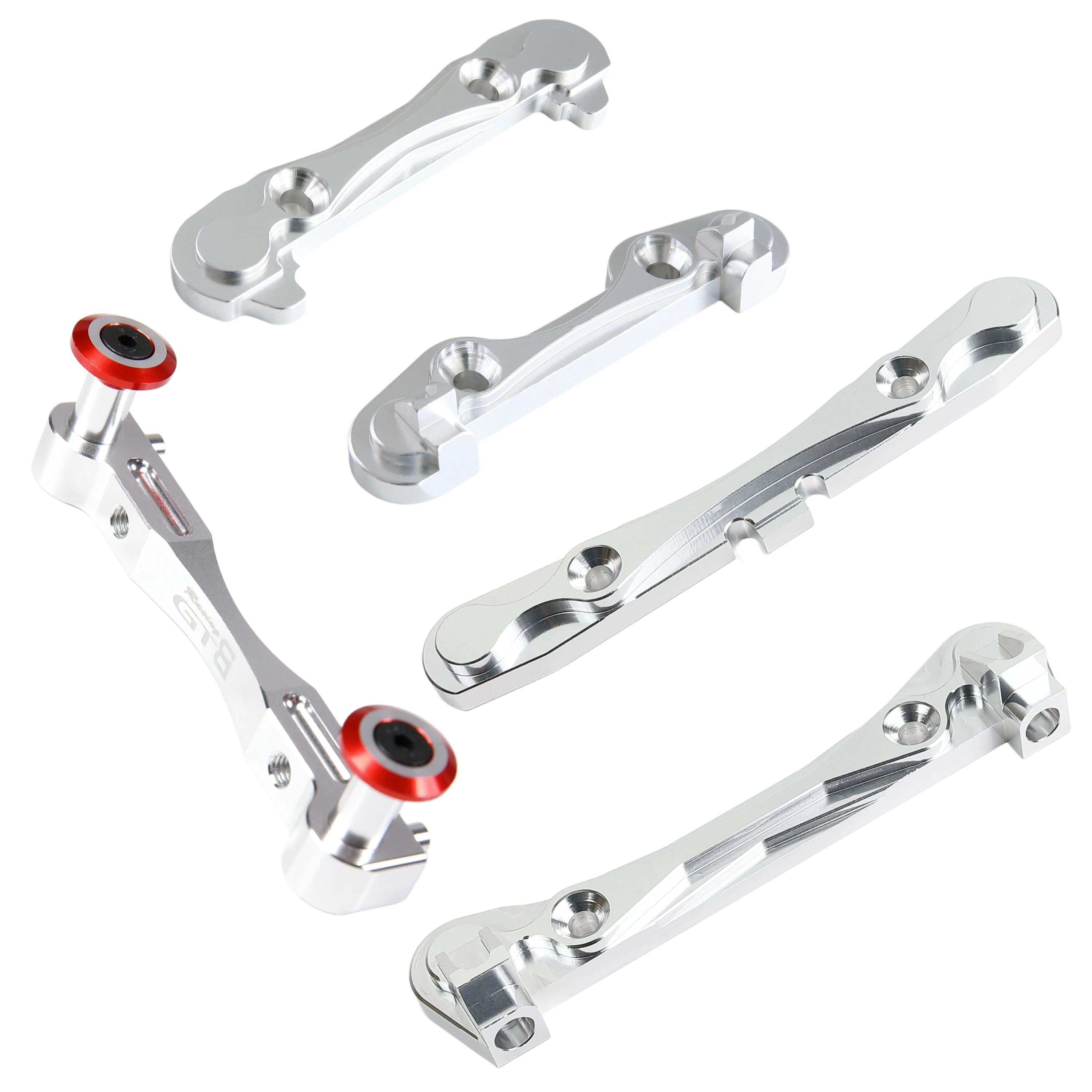 GTB Front & Rear CNC Aluminum Hinge Pin Brace with Shell Fixed Mount Set for 1/5 RC Car Losi 5ive T / 2.0