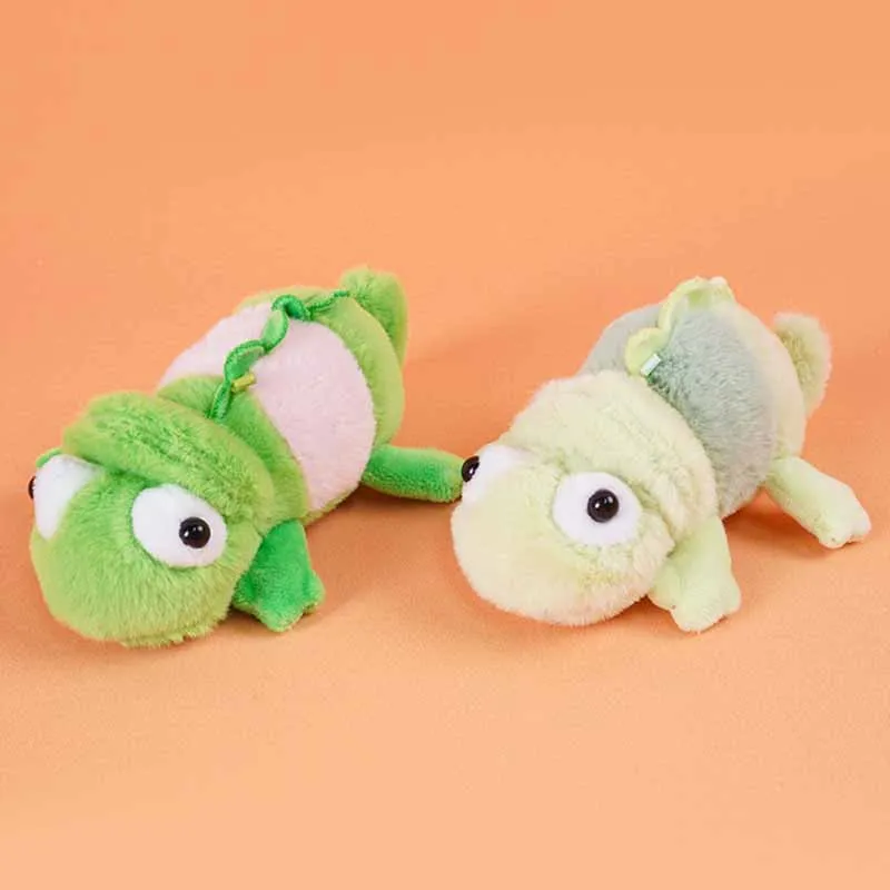 Simulação Chameleon Plush Doll Chaveiro, pingente bonito, desenhos animados criativos, mochila pendurada, presentes de aniversário, 13cm