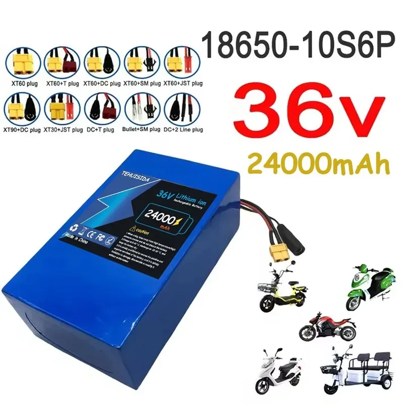 

High Capacity Rechargeable Lithium-ion Battery 10S6P 36V 24000mAh 18650, Built-in BMS, Suitable for Electric Scooter Batteries
