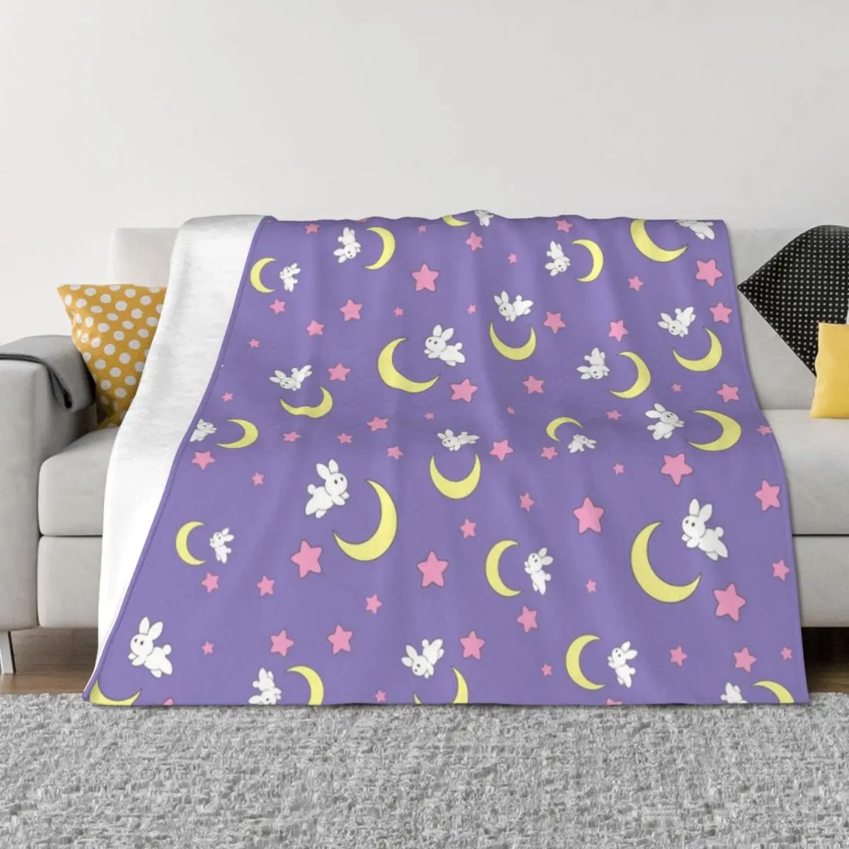 

Rabbit of the Moon Throw Blanket Plush Flannel Fabric warm for winter Decorative Beds Blankets