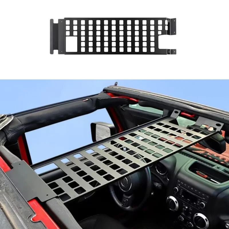 Sansour Shelves Car Front Row Roof Racks Storage Shelf Luggage Carrier Supports Accessories for Jeep Wrangler JK 2007-2017