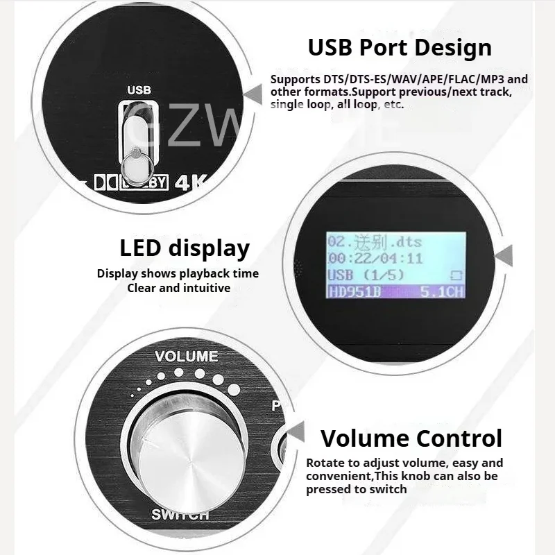 

Аудиодекодер UD951B 5.1 DTS Dolby Atmos 5.1, USB-аудиокарта, цифровая аудиосистема 5.1CH с поддержкой ARC, HDMI, коаксиального и оптического волоконного подключения