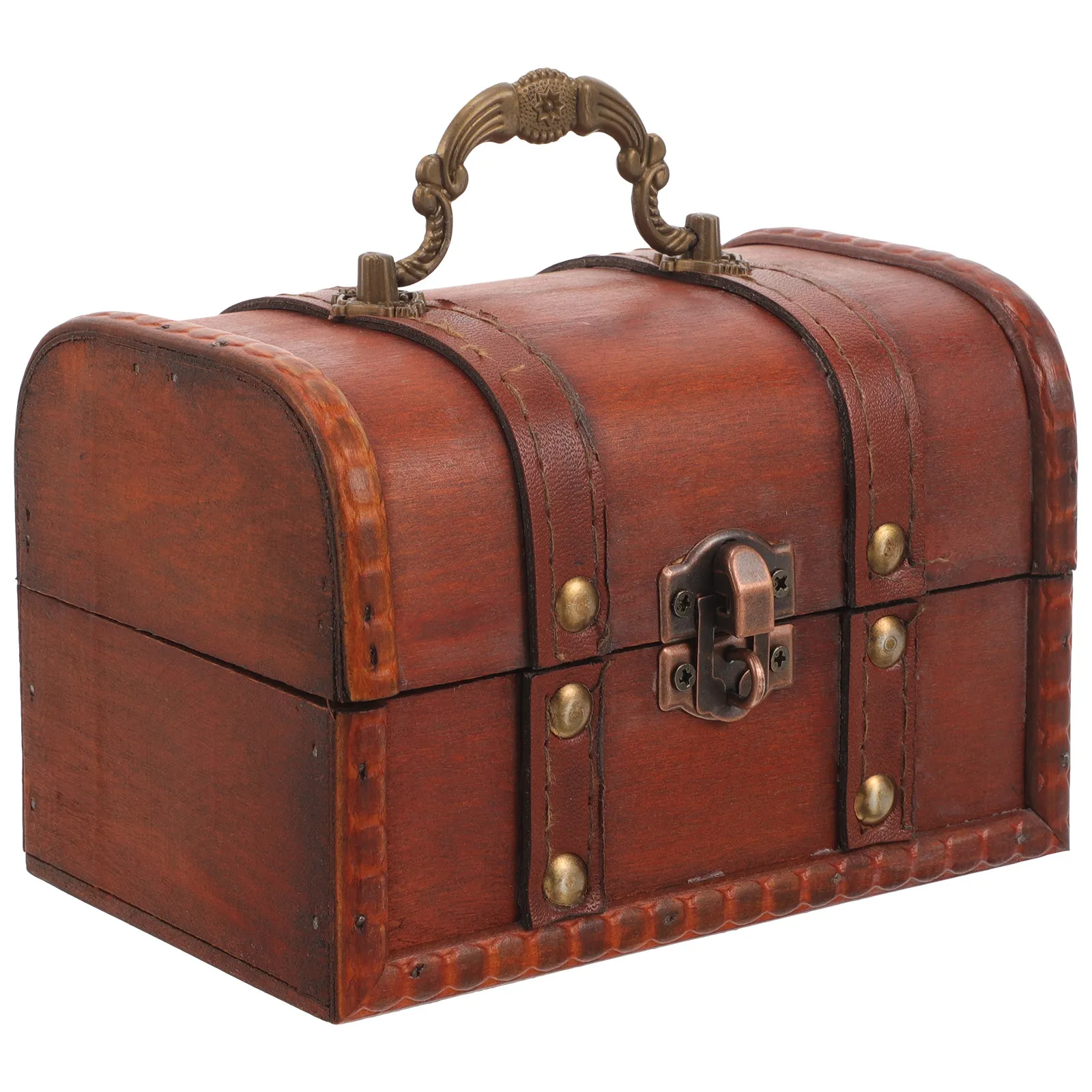 

Wood Jewelry Box with Lock Retro Vintage Treasure Case Wooden Organizer for Rings Earrings Necklaces Bracelets Jewelry Storage