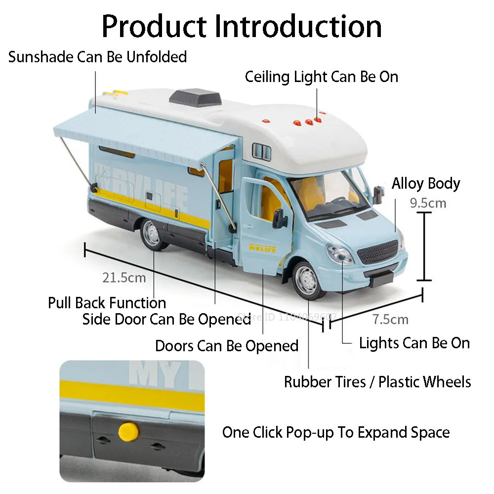 Escala 1:32 acampamento rv liga diecast f150 modelo de carro brinquedos em miniatura som luz portas abertas puxar para trás presentes do festival para crianças