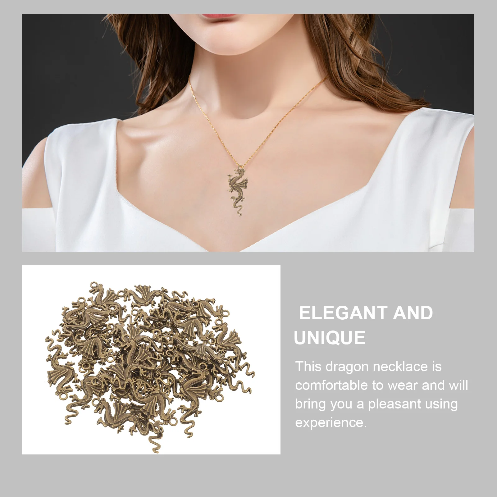 

40Pcs Dragon Pendant Necklace Unisex Elegant Jewelry Aesthetic Gifts for Women Men Everyday Wear Dragon Pendant Necklace