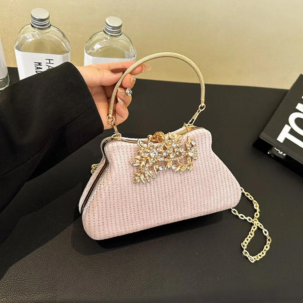 

Temperament Luxury Diamond Dinner Handbag Top Handle Square Evening Banquet Bag Shinny Rhinestone Wrist Bag Wedding Clutch