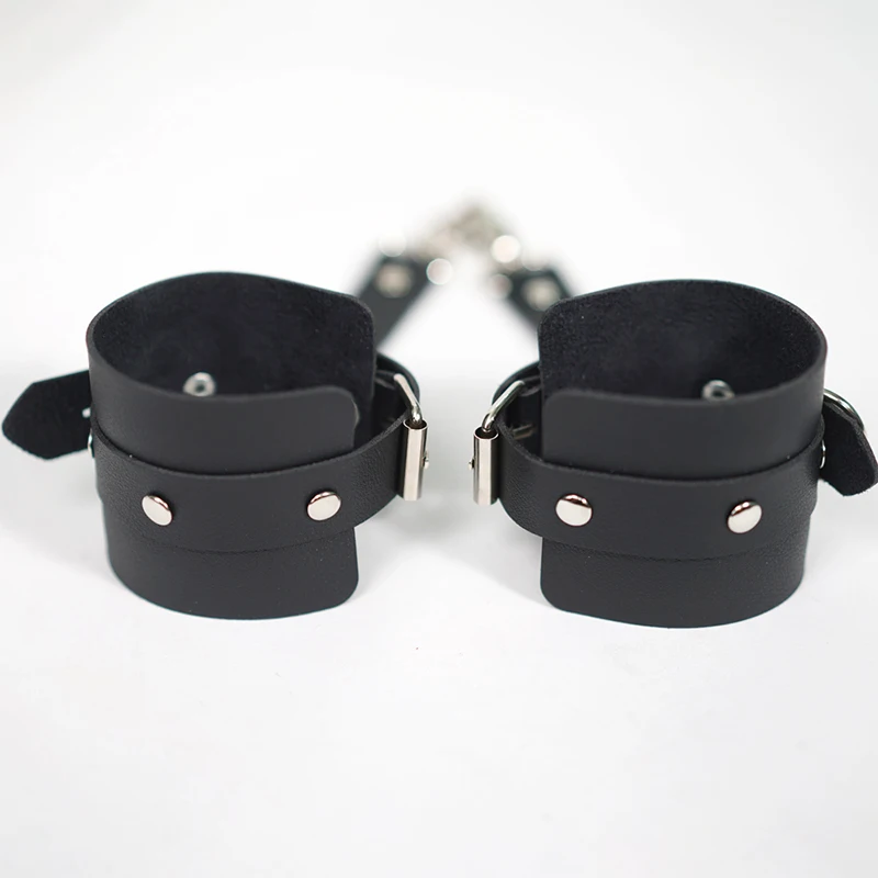 Adult Sex Handcuffs Restraint Game Leather Erotic Accessories Black Bracelet Adjustable Porn Manacles Couple Bondage Lingerie