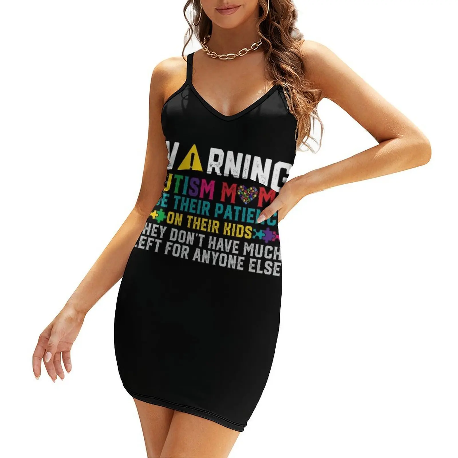 Engraçado autismo mãe t camisas femininas dia de conscientização do autismo sling vestido feminino vestidos de verão roupas femininas vestidos casuais