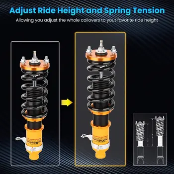 適用於本田思域第五代(1992-1995)EG5、EG6、EG7的絞牙避震器/懸吊支柱,也適用於EK9、EK4思域EK車型,可調式彈簧 10 最佳銷售 思域EK4 - №10