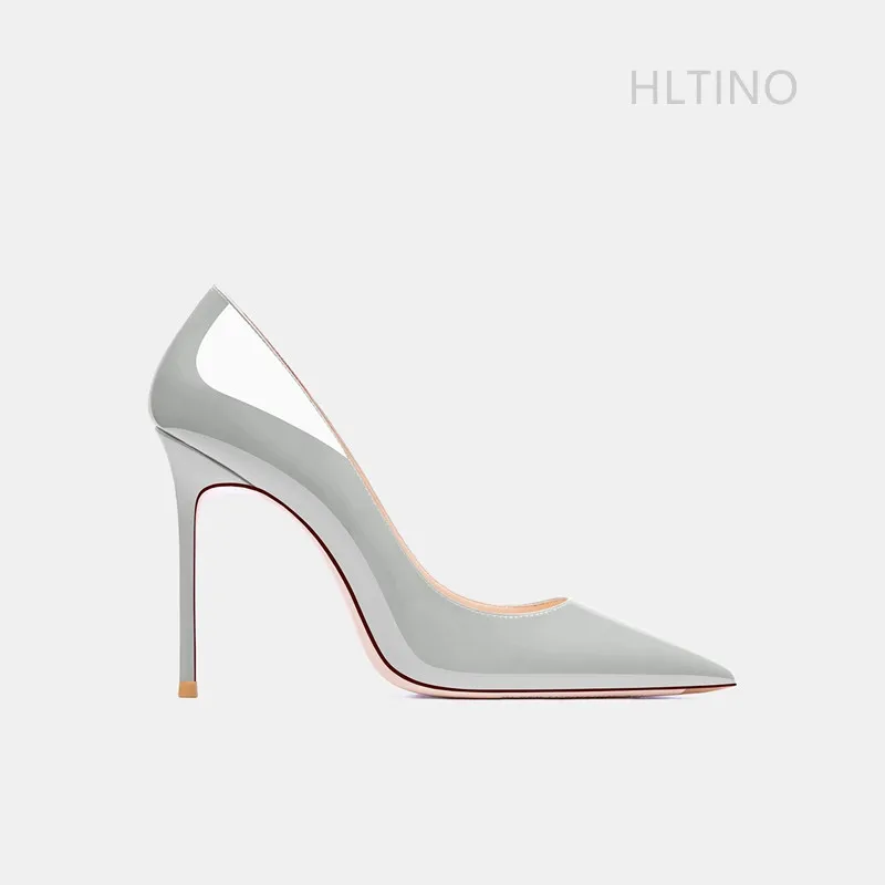 

HLTIINO New Arrival High Heels Women Patent Leather Pumps with Shallow Toe French Style Ladies Stilettos Summer Spring Shoes