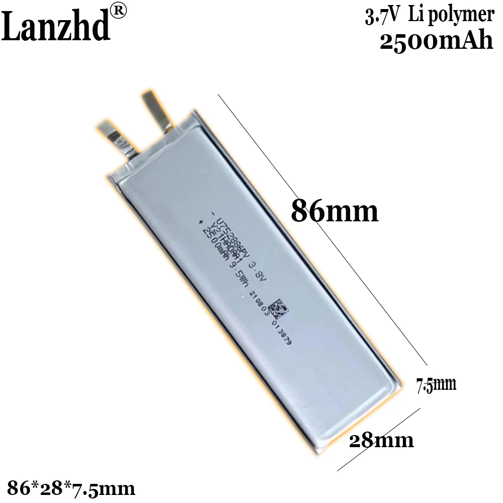 1-20Pcs 3.8V Li Polymer lithium Battery 2500mAh  For toy medical wireless straightening comb 752886 752885