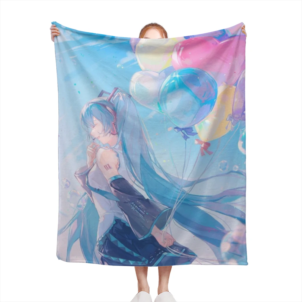 H-Hatsune Anime Miku-Poster Cartoon Extra Soft Flannel Blanket Air Conditioning Blanket