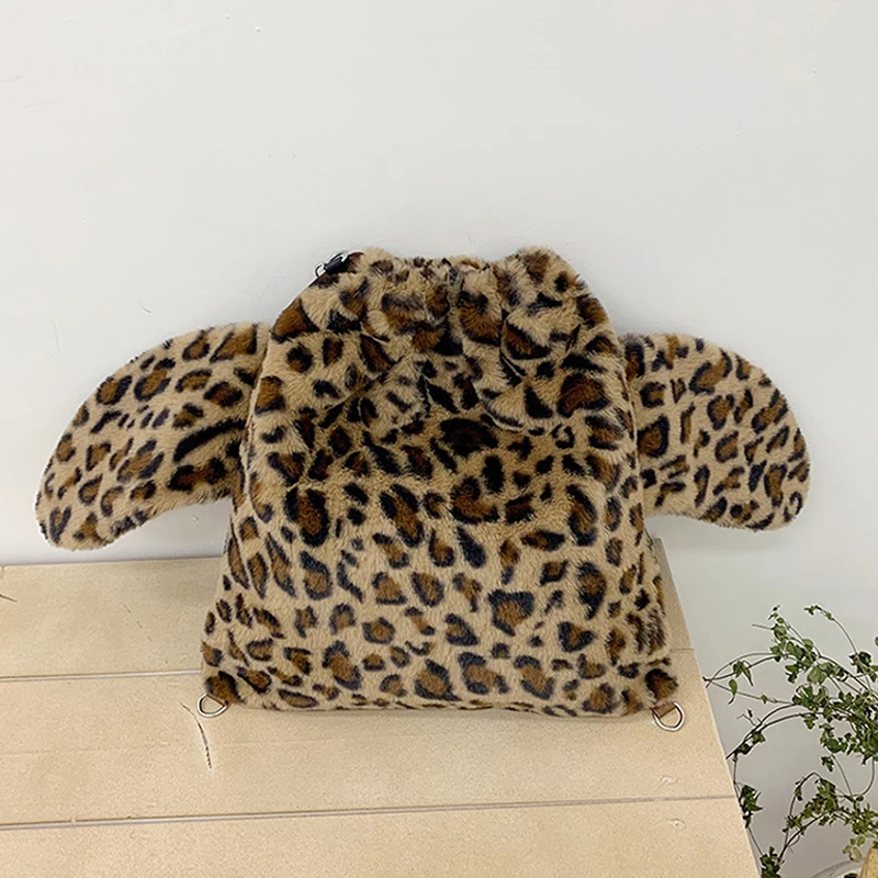 Ita Bag, Rucksack mit Klarsichtfenster, Damenmode-Plüsch-Umhängetasche mit Kordelzug, Leichte Schultasche mit großer Kapazität – Detail 3