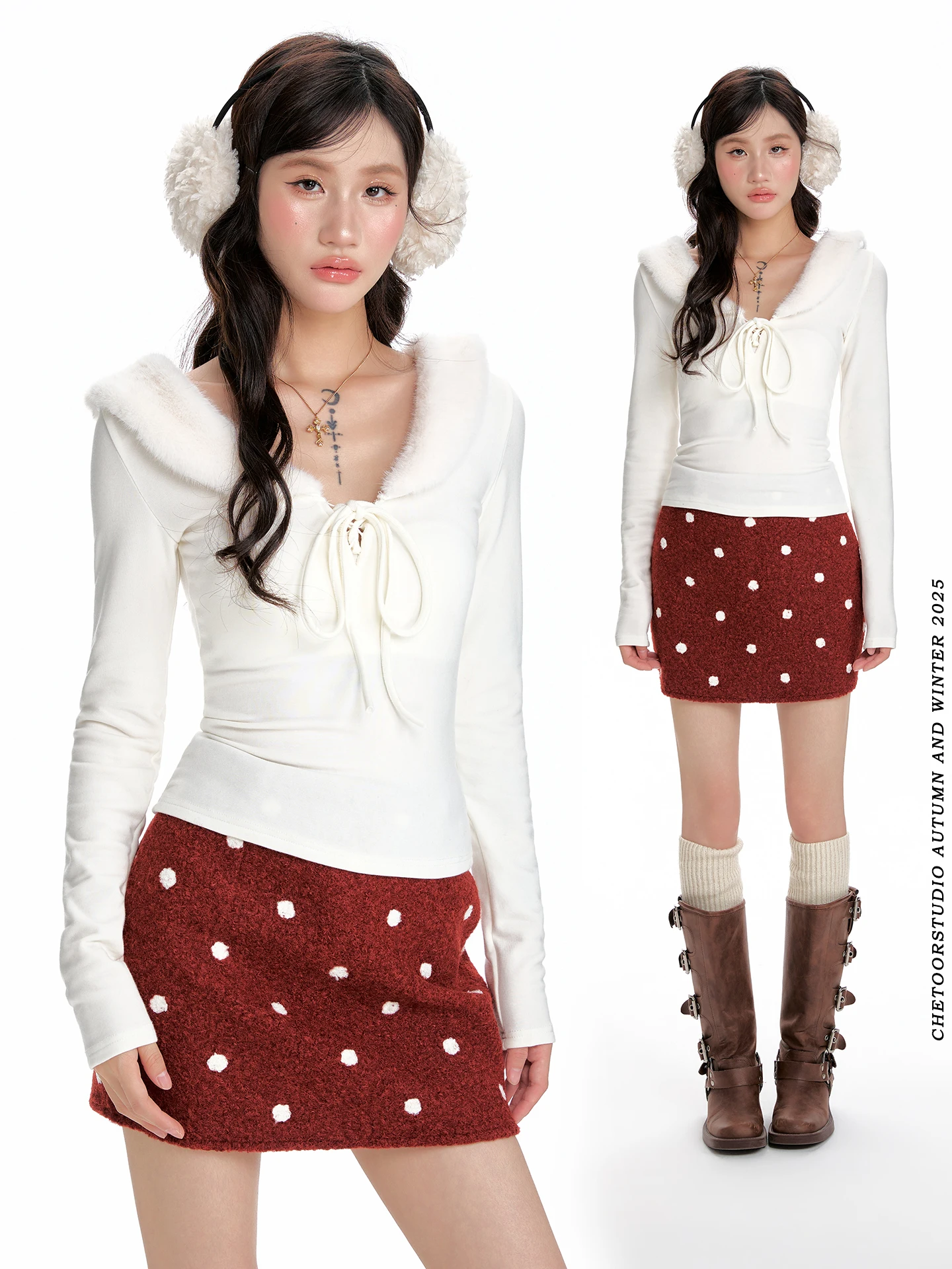 

Ballet Sle V-Ne T-irt Women's White Slimming Fce-Lined Long Sve Velvet Touch Boting irt Top with Tie Belt