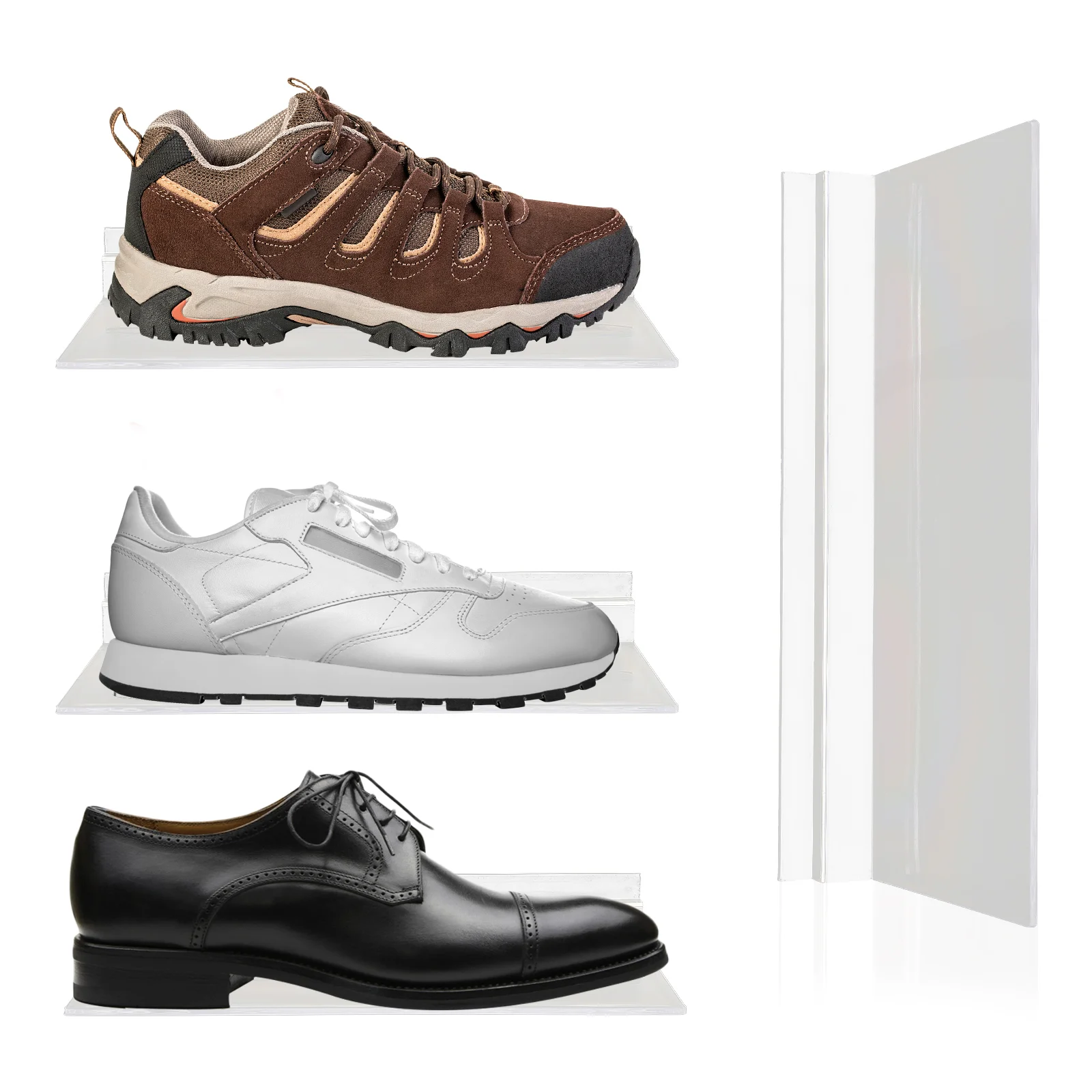 6 Pcs Slot Display Rack Shelves Wall Mounted Shoe Clear Retail Slatwall Accessories Shoes Ledge