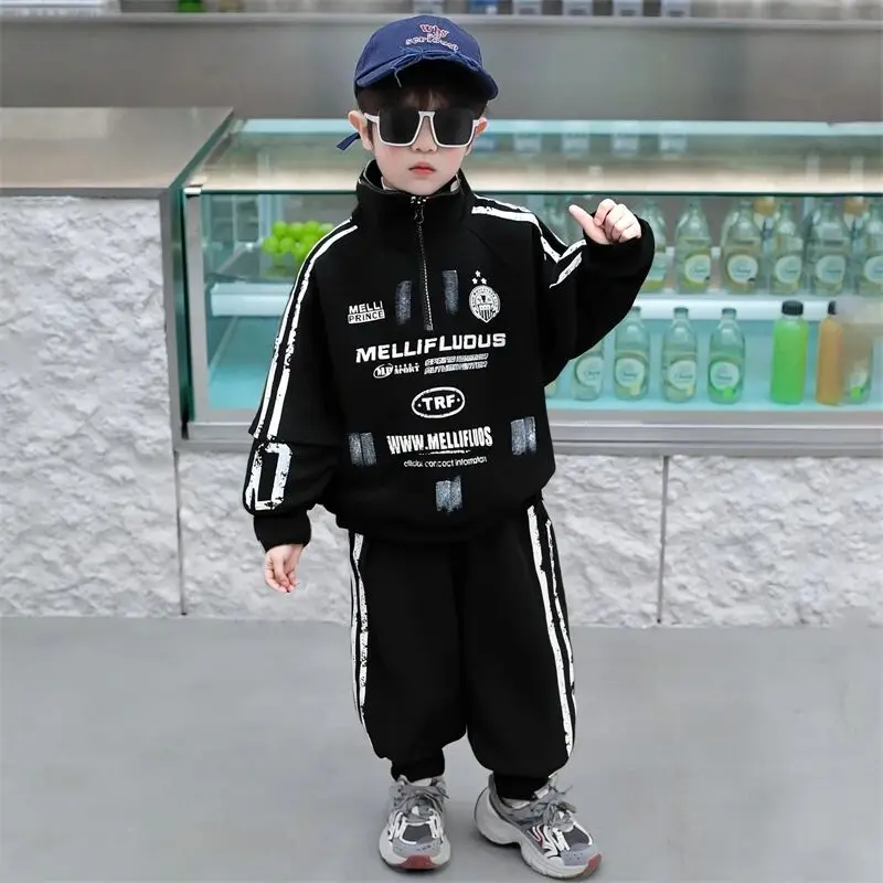 

Boys' Sweatshirt Set Spring Autumn Fashion Children's Casual Zipper Jacket And Pants Sports Wear Two-Piece Set