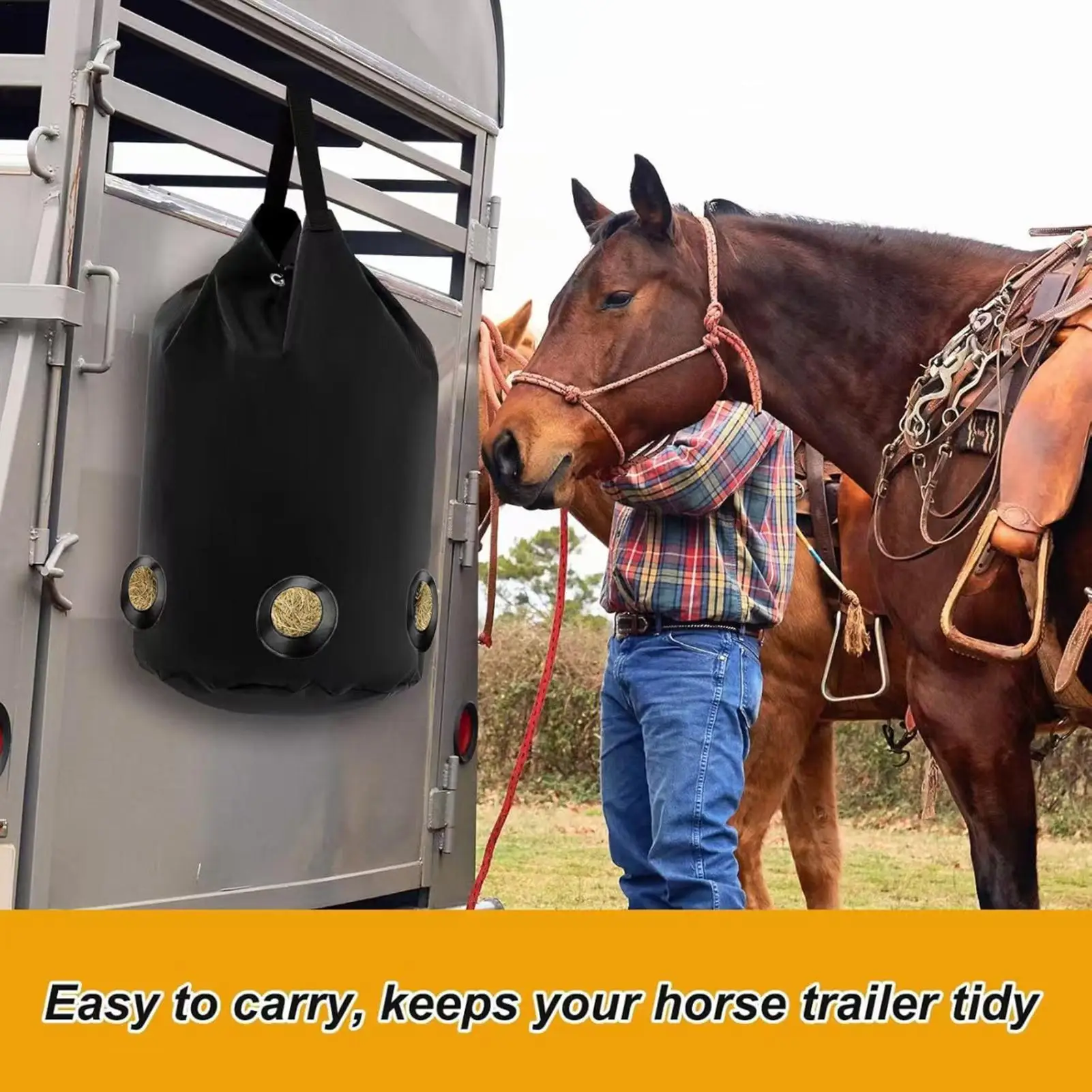 Hay Bag Large Capacity Large Storage Container Large Opening Horse Slow Feeder For Stable Pasture Farm Outdoor Stall Tack Room
