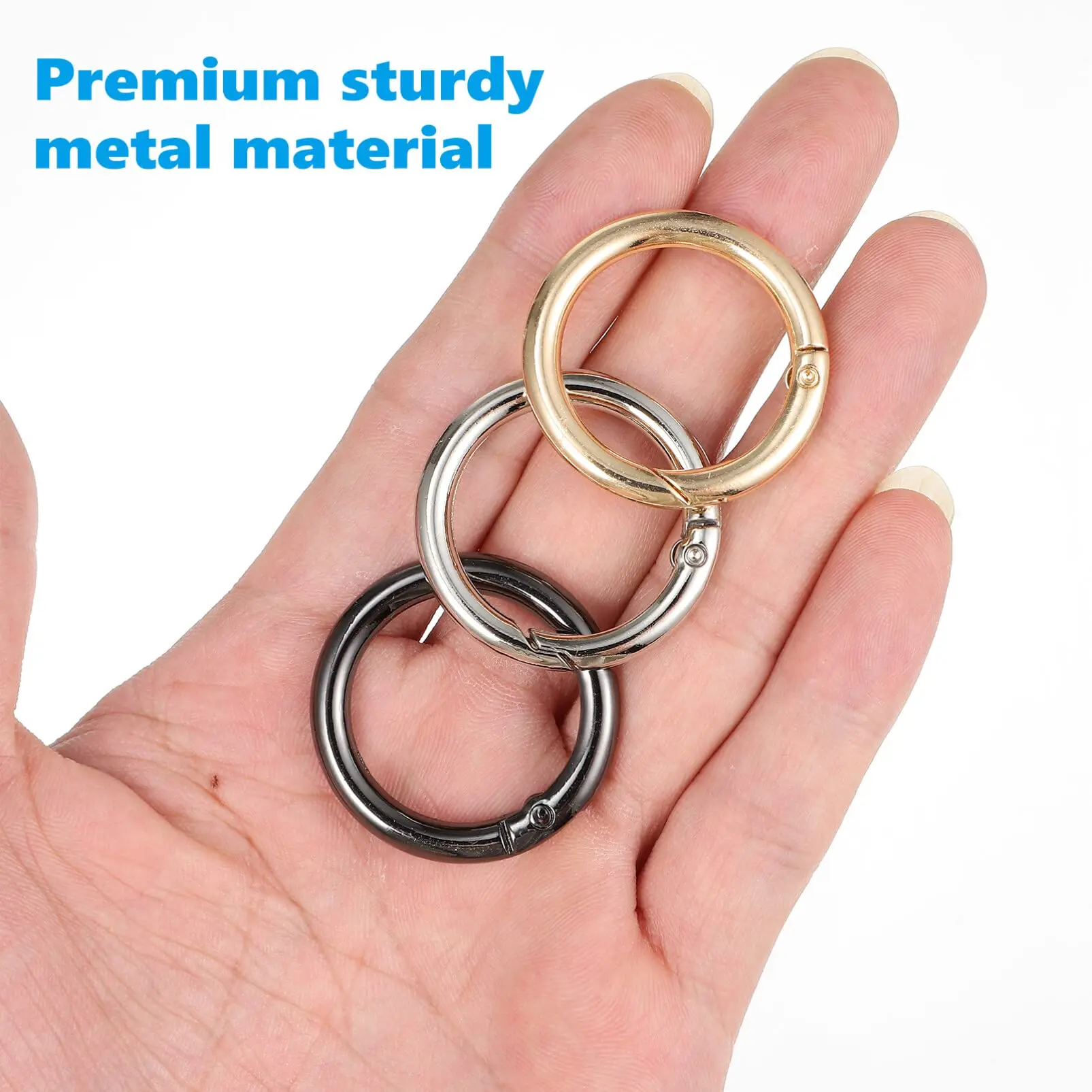 20pcs Metal O Ring Spring Clasps for DIY Jewelry Openable Round Carabiner Keychain Bag Clips Hook Dog Chain Buckles Connector