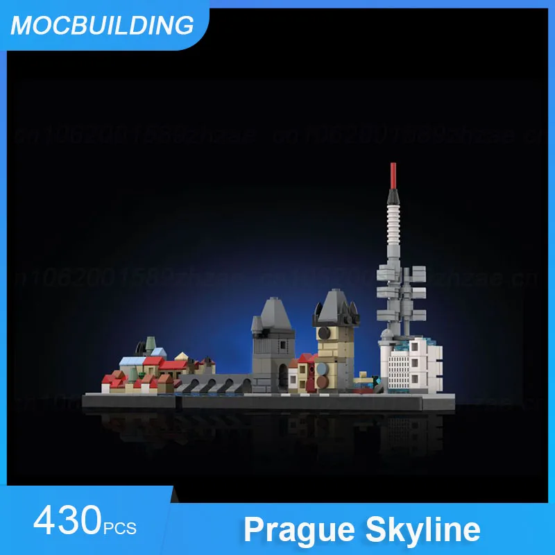 MOC-décennie s de Construction à Assembler Soi-Même, Modèle d'Architecture de Prague Skyline, Briques de Collection Créative, Jouets Cadeaux, 430 Pièces