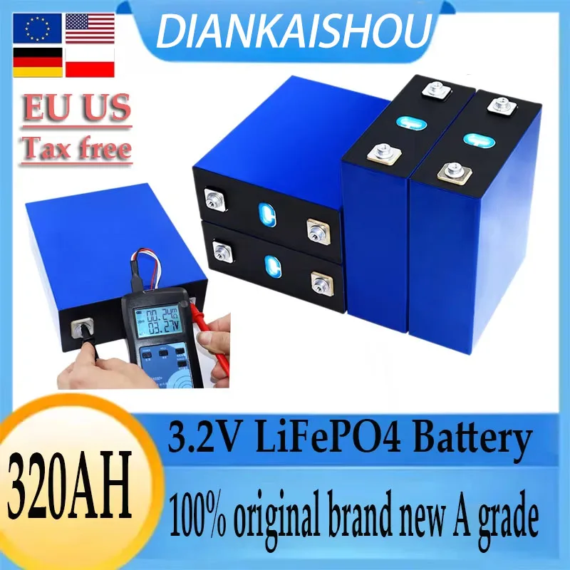 

Оригинальный аккумулятор LiFePO4 3.2V320Ah класса A для 12 В, 24 В, 48 В, гольф-кара, морской солнечной системы 4 3 2 В, аккумулятор ЕС, США, бесплатный налог