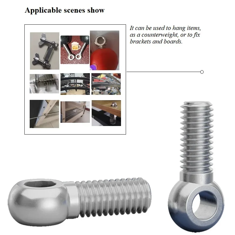 M10 M12 Eye Bolt 304 Stainless Steel Round Ring Head Link Bolt Fisheye Eye Slip Hole Screw