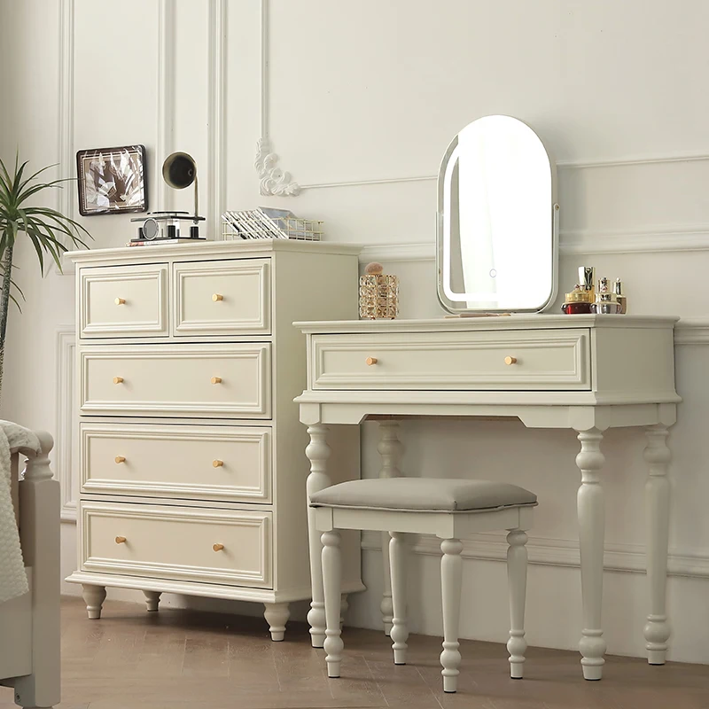 

French medieval dresser chest integrated apartment bedroom solid makeup table wood American Vintage schminkttisch furniture