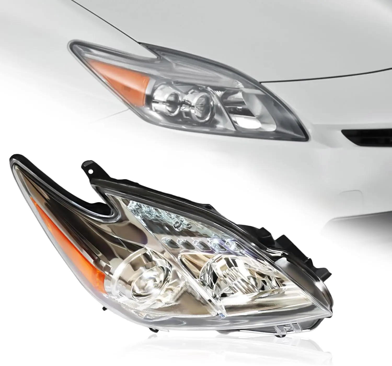 

Passenger Side Halogen Headlight Assembly, Front Headlamp, For 2010-2011 Toyota Prius 1.8L 8113047211. 8117047211 (Clear)