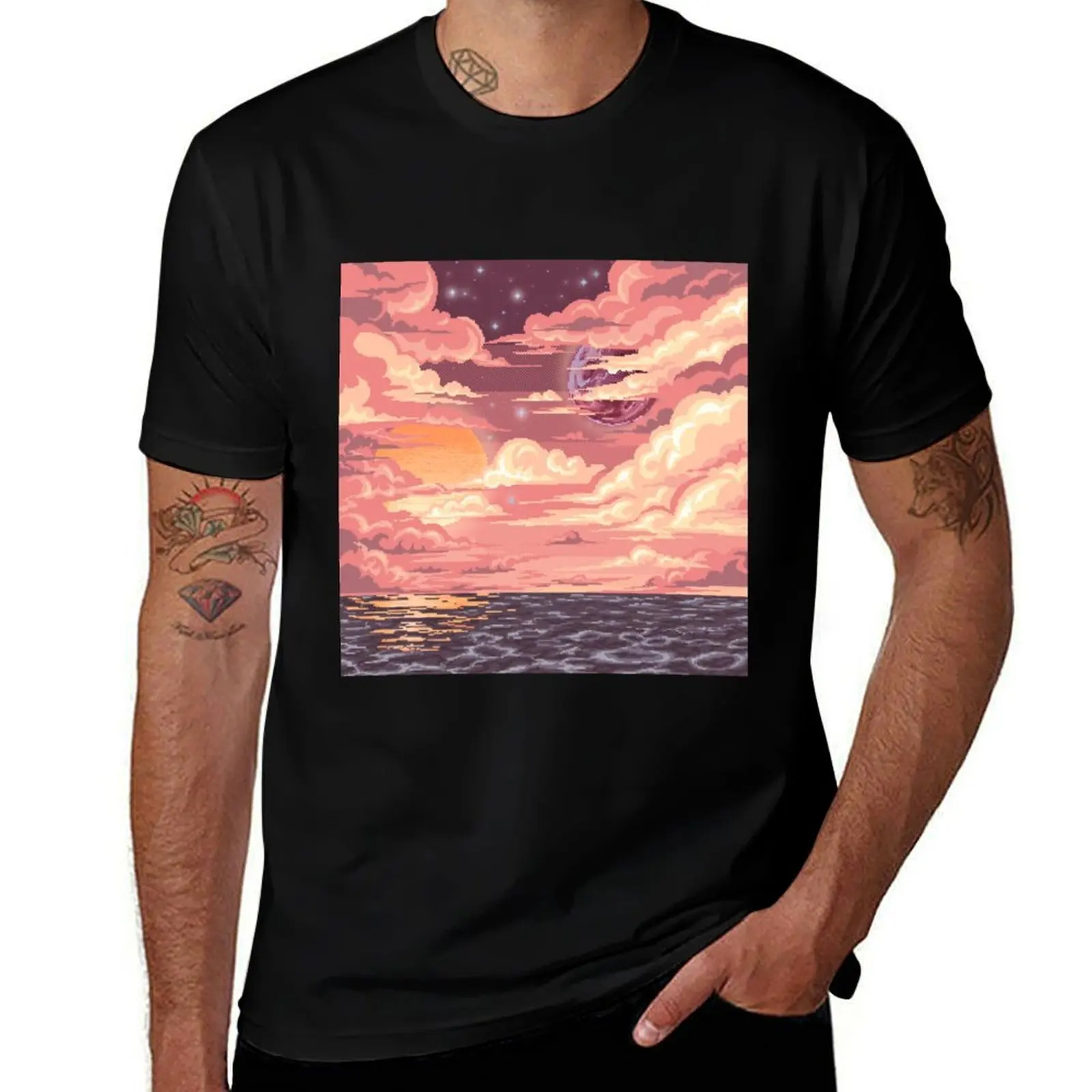 

Pixel art dusk T-Shirt man clothes basketball graphic tees fashion shirts mens t shirts pack