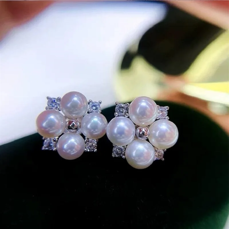 Gorgeous 5mm South Sea Round White Pearl Earring 925s