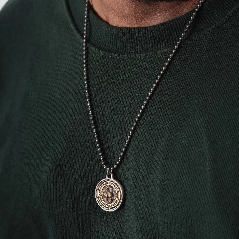 COPPERTIST.WU Rotatable Double Ouroboros Pendant Necklace Snake Charm Jewelry Gifts for Men Women