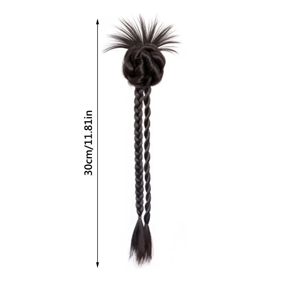 جديد الاصطناعية طويلة جديلة ذيل حصان النمط الصيني الطبيعي كعكة الشعر مخلب كليب رقيق وصلات شعر كعكة رئيس شعر مستعار النساء