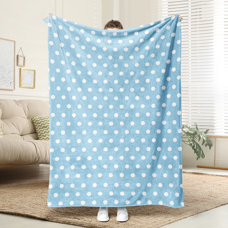 

Blue White Polka Dot Soft Flannel Blanket Warm Throw Sofa Bed Cartoon Blanket Kids Adults Gift Home Decor