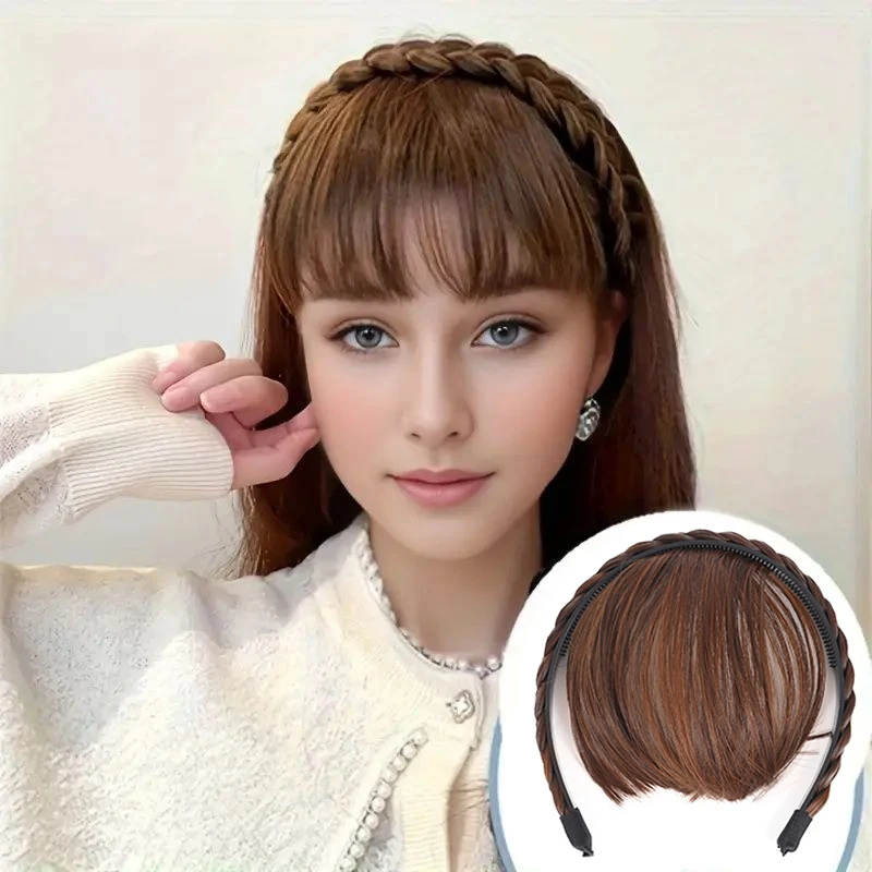 

Парик с воздушной челкой, женский игривый противоскользящий воздушный ободок с одной тесьмой, встроенная невидимая искусственная челка