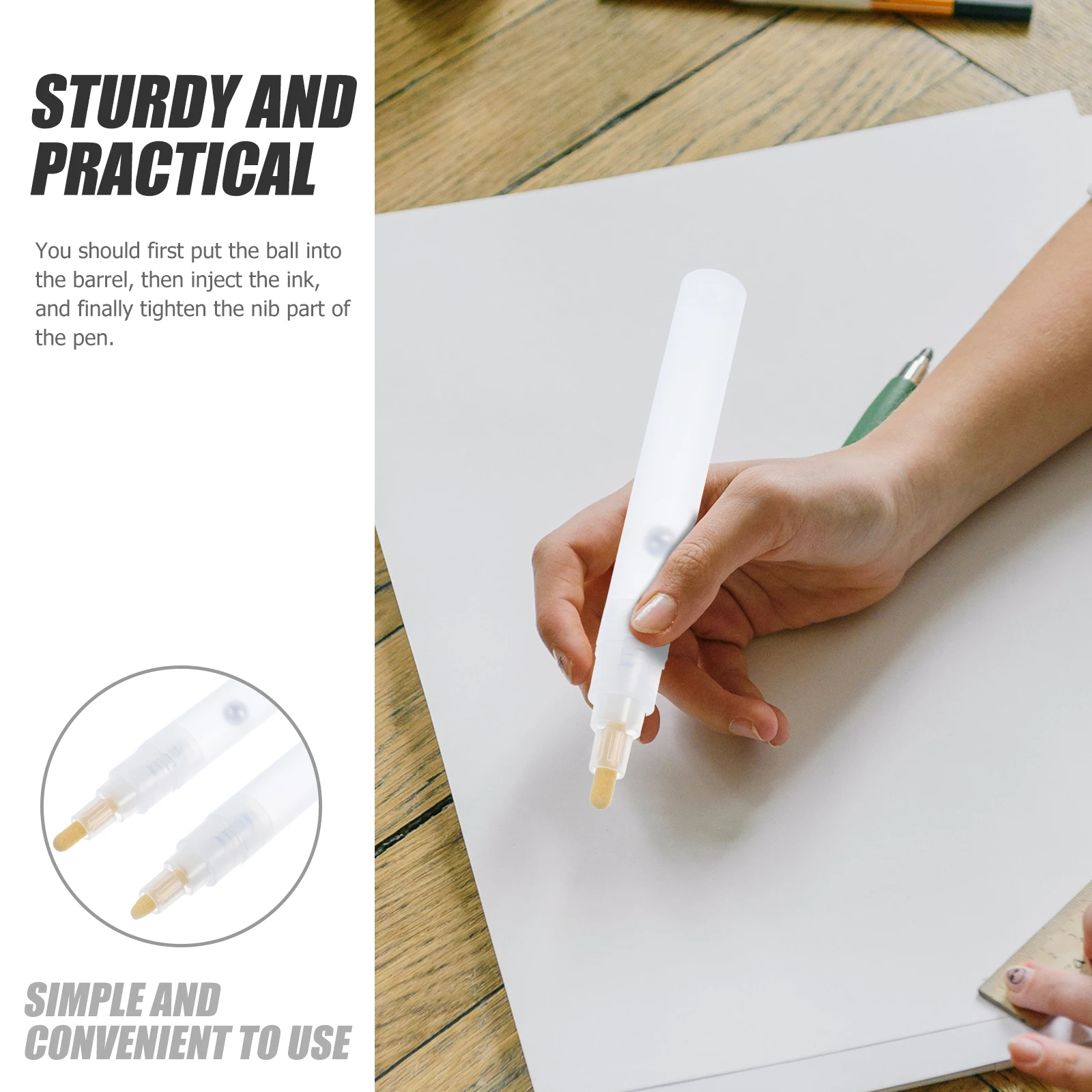 

4pcs Refillable Paint Pens Empty Graffiti Markers Pen Shells Transparent Ink Holders Student Stationery Durable Pen Holders For